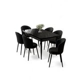 Hanah home Rasklopivi trpezarijski sto i stolice (7 delova) Asfel Black Marble Black | Eponuda.com