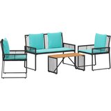  Set vanjskog namještaja 9 pcs Crna i Tirkizna poliratan | shoptok.hr