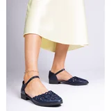 D/CEO marka niezdefiniowana Navy blue openwork sandals with zircons Kalsy