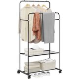  Stalak za odjeću s policom s kotačem Crna 80 x 53 x 156 cm | shoptok.hr