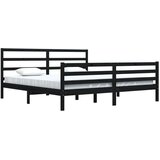  Posteljni okvir črn iz trdne borovine 200x200 cm, (20684684) | Shoptok.si