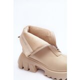 Boto Women's Massive Platform Boots with Zipper Beige Kusma | Shoptok.si