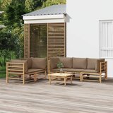 The Living Store Vrtna sedežna garnitura 6-delna s taupe blazinami bambus - Vrtna Sedežna Garnitura, (21421597) Cene