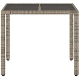  Vrtni stol sa staklenom pločom sivi 90x90x75 cm od poliratana | shoptok.hr