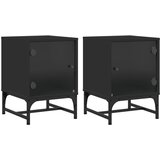  The Living Store Nočna omarica s steklenimi vrati 2 kosa črna 35x37x50 cm - Nočna Omarica, (21448607) | Shoptok.si