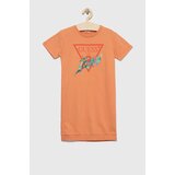Guess Otroška bombažna obleka oranžna barva | Shoptok.si