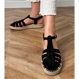 Gemre Black faux suede gladiator espadrille sandals Talejda | shoptok.hr