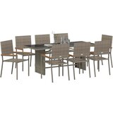  Vrtni set za objed 9 kom. Siva poliratan 190 x 80 x 75 cm | shoptok.hr
