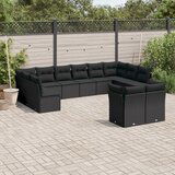  12-dijelni set vrtnih sofa od poliratana s jastucima crni | shoptok.hr