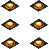 QAZQA Komplet 6 Vdolbina črno-črna z zlatom, vrtljivim in nagibnim 9,3 cm - Chuck | Shoptok.si
