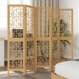  The Living Store Paravan 5-delni rjav trden les pavlovnije - Pregrada Za Prostor, (21494197) | Shoptok.si