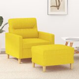  Fotelja s tabureom svjetložuta 60 cm od tkanine | shoptok.hr