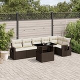  7-dijelni set vrtnih sofa od poliratana s jastucima smeđi | shoptok.hr