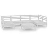 Maison Chic Seti vrtnega pohištva - Vrtna garnitura - Vrtni pohištvo set 7-delna bela trdna borovina, (21807025) | Shoptok.si