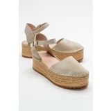 LuviShoes VIBA Beige Suede Genuine Leather Women's Sandals