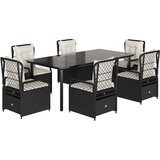  7-dijelni vrtni blagovaonski set s jastucima crni od poliratana Crna 200 x 100 x 74 cm | shoptok.hr