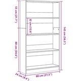 Regal za knjige boja starog drva 80x24x143 cm drveni | shoptok.hr