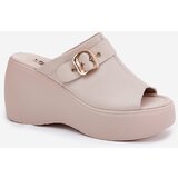 S. BARSKI Leather Women's Sandals On Platform And Wedge With Buckle Beige S.Barski | Shoptok.si