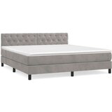  Box spring postelja z vzmetnico svetlo siva 160x200 cm žamet, (20846683) | Shoptok.si