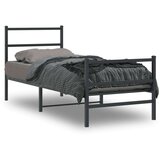 vidaXL Kovinski posteljni okvir z vzglavjem in vznožjem črn 75x190 cm | Shoptok.si