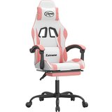 vidaXL Gaming stol z oporo za noge belo in roza umetno usnje, (21377961) | Shoptok.si