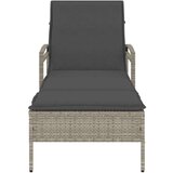  Ležalnik z blazino svetlo siv 63x200x81 cm poli ratan | Shoptok.si