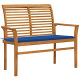 The Living Store Vrtna klop s kraljevsko modro blazino 112 cm trdna tikovina - Vrtna Klop, (21479217) Cene