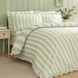 Catherine Lansfield Zelena 3-delna posteljnina za zakonsko posteljo 200x200 cm Seersucker Frill Stripe – | Shoptok.si