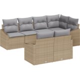 vidaXL 7-delna vrtna jedilna garnitura z blazinami svetlo siva poli ratan, (22092208) | Shoptok.si