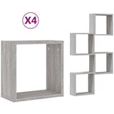 vidaXL Stenske police kockaste 4 kosi sonoma sive 30x15x30 cm | Shoptok.si