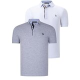 Dewberry DUAL SET T8582 MENS T-SHIRT-WHITE-GREY Cene