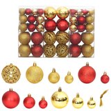 vidaXL Božićne kuglice 100 kom zlatne i crvena boja vina 3/4/6 cm | shoptok.hr