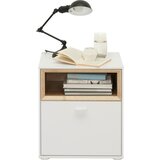 Hom`in nočna omarica, bela, barve hrasta | Shoptok.si