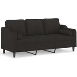  Kavč trosed z okrasnimi blazinami črn 180 cm blago | Shoptok.si