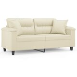 vidaXL Kavč dvosed z okrasnimi blazinami krem 140 cm umetno usnje, (20925409) Cene