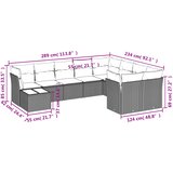  10-dijelni set vrtnih sofa od poliratana s jastucima smeđi | shoptok.hr
