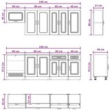  Kuhinjska jedinica KALMAR 8 kom. Crna Konstruirano drvo - Crna 80 cm | shoptok.hr
