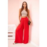 Kesi Włoski Women's wide trousers with elastic waistband red | Shoptok.si