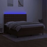  Box spring postelja z vzmetnico LED temno rjava 160x200cm blago, (20893646) | Shoptok.si