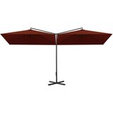  Dvostruki vrtni suncobran s čeličnim stupom 600x300 cm terakota | shoptok.hr