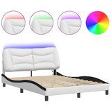 Furnova Posteljni okvir z LED lučkami belo črn 140x200 cm umetno usnje, (21938966) | Shoptok.si