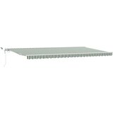 vidaXL Automatska uvlačiva tenda s LED svjetlom zelena i bijela 600x300 cm, Tenda zamjenska tkanina za okvir 6x3 m zelena i bijela | shoptok.hr