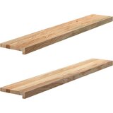 vidaXL Okenske police 2 kosa neobdelana 120x20x2 cm trdna hrastovina | Shoptok.si