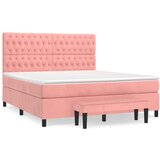  The Living Store Box spring postelja z vzmetnico roza 180x200 cm žamet - Box Spring Postelja, (21444528) | Shoptok.si