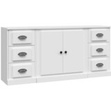Maison Chic Komoda - Predalnik 3 kosi bel inženirski les, (21716727) | Shoptok.si
