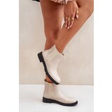 FS1 Women's ankle boots with flat heel beige Selanna | shoptok.hr