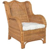 vidaXL Sofa s jastukom svjetlosmeđa od prirodnog ratana i platna | shoptok.hr
