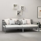  Dnevni ležaj s madracem 90 x 200 cm sivi od masivne borovine | shoptok.hr