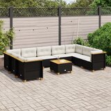 vidaXL 10-dijelni set vrtnih sofa s jastucima crni od poliratana | shoptok.hr