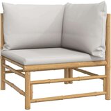  4-dijelna vrtna garnitura od bambusa sa svjetlosivim jastucima | shoptok.hr